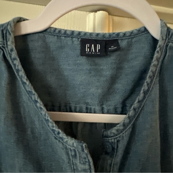 Gap Denim Girls Jumpsuit Size XL Regular Blue Pockets Cuffs Drawstring - Picture 2 of 10